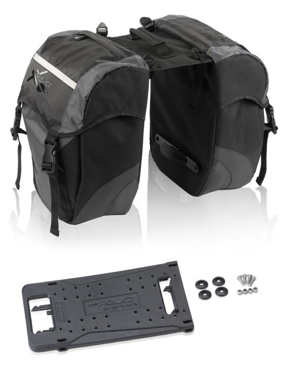Dubbele-Fietstas-XLC-BA-S63-Zwart-Grijs Dubbele-Fietstas-XLC-BA-S63-Zwart-Grijs